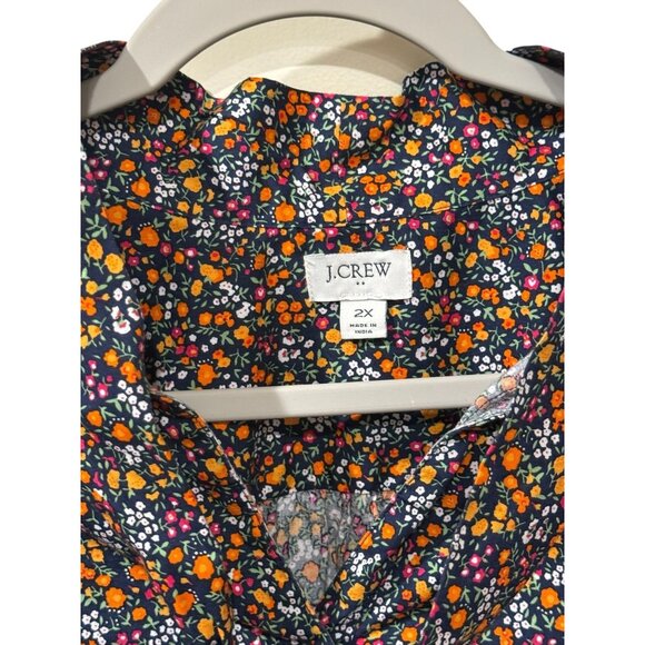 J.Crew Womens Floral Tie-Neck Blouse 2X Long-Sleeve Button-Up Lightweight Polyes - Picture 3 of 5